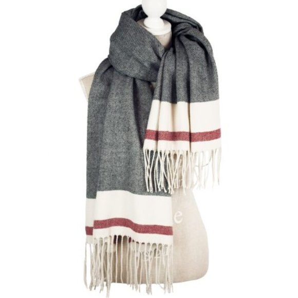 OVERSIZED MIX GREY SCARF WITH TASSELS - Picture 1 of 3